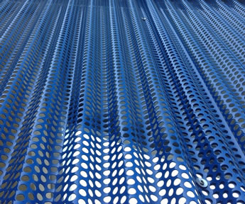 Perforated corrugated sheet with blue color polyester painted