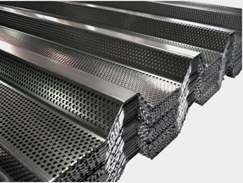 Galvanized perforated corrugated sheets in warehouse