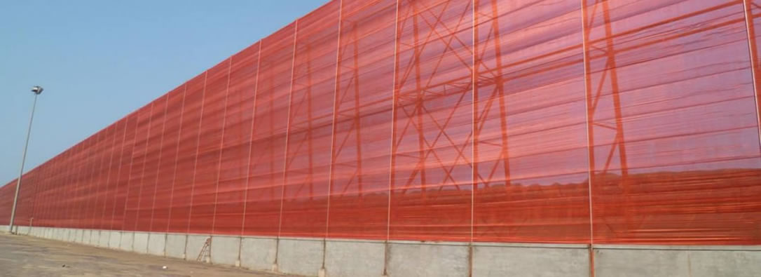 Windbreak wall made form red five peaks type anti-wind and dust board
