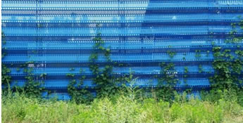 Blue windbreak wall for agricultural plants protection